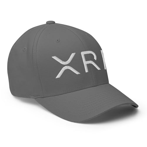 FX XRP Crypto Fitted Hat Embroidered Curved Bill Mid Crown Closed-Back Structured Twill Cap - color: Grey, size: Small-Medium