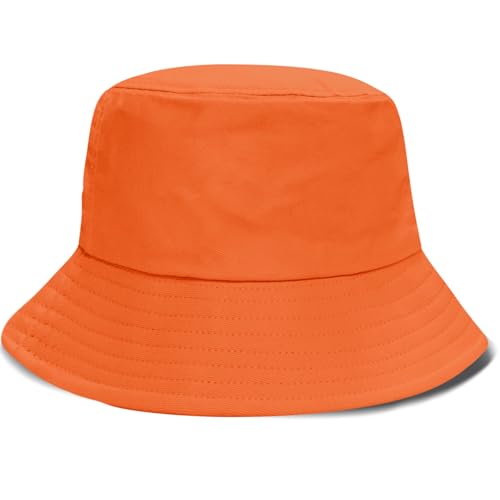 PFFY Bucket Hat for Women Men Cotton Summer Sun Beach Fishing Cap - color: Orange