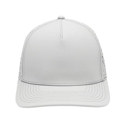 Gilbert Performance 5‑Panel Snapback Hat – Adjustable Flat Bill Cap, Breathable Mesh, Water‑Repellent Fabric, Unisex - color: Light Grey