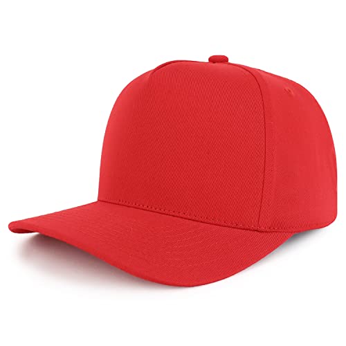 Trendy Apparel Shop Premium High Crown Cotton 5 Panel Pro Style Cap - color: Red