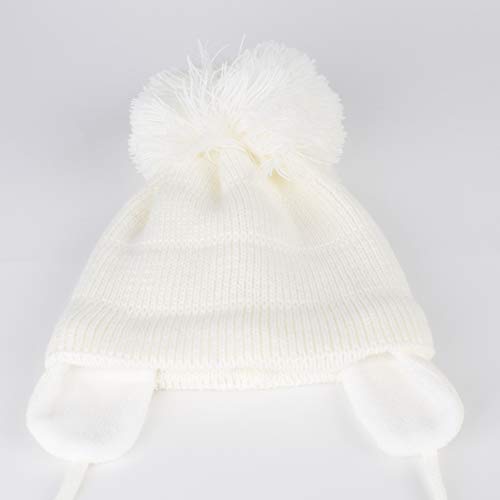 Baby Toddler Beanie Earflap Winter Hat Fleece Lined Knit Cap Girls Boy - color: White, size: 2-5T