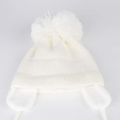 Baby Toddler Beanie Earflap Winter Hat Fleece Lined Knit Cap Girls Boy - color: White, size: 2-5T