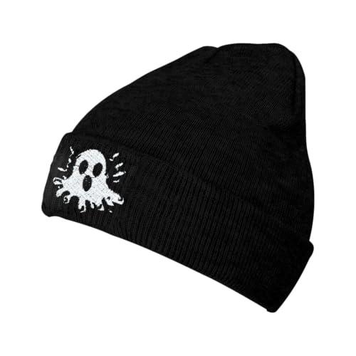 Black Beanie Hat for Men Women Embroidered Knit Winter Beanies Cap - color: Ghost