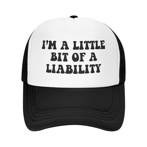Funny Trucker Hat Funny Gag Gifts Snapback Hat for Adult Humor Fishing Cap Adjustable Mesh Sport Baseball Caps for Women Men - color: Im a Little Bit of a Liability