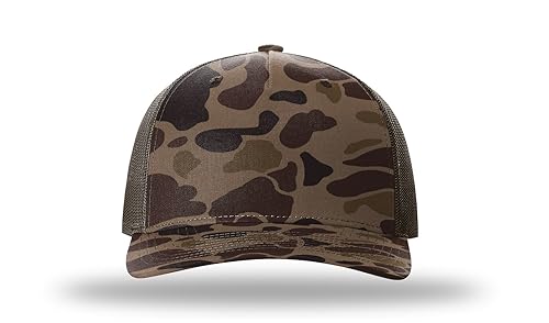 Richardson 112FP & 112PFP Classic Fit Five-Panel Snapback Trucker Cap |OSFM - color: Bark Duck Camo/Brown