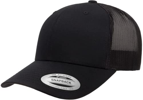 Yupoong Classic Mesh 6 Panel Retro Trucker Cap | Mid Profile Snapback - color: Black