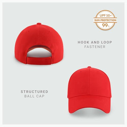 2-Pack Classic Structured Baseball Cap Adjustable Snapback Ball Caps - color: Red