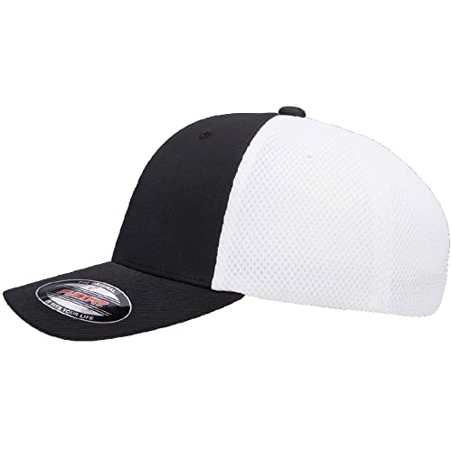 Flexfit 6533 Ultrafibre & Airmesh Lightweight Stretch-Fitted Cap - color: Black/White, size: Large-X-Large