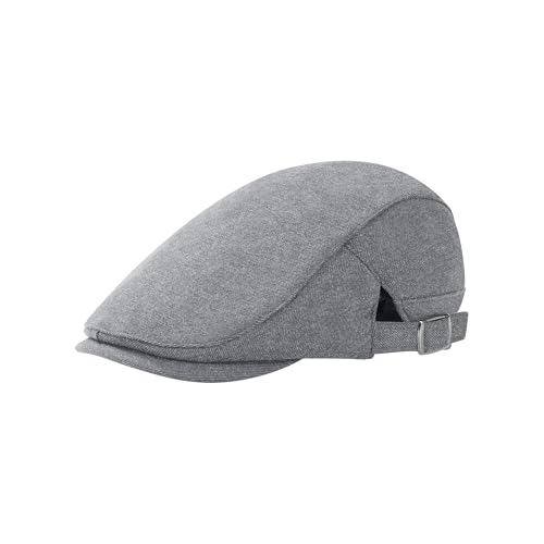 Newsboy Hat Cotton Adjustable Flat Caps Ivy Irish Gatsby Cap Cabbie Golf Hunting Hats for Men - color: Light Grey