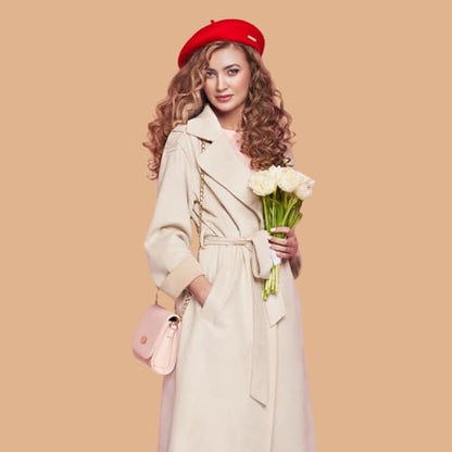 Classic Wool French Red Beret Hats for Women Men - color: M--light Pink