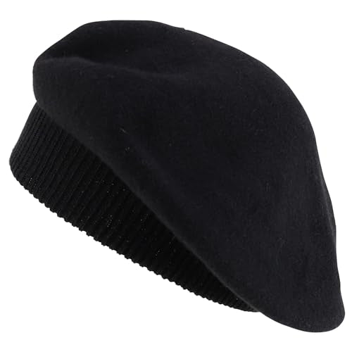Trendy Apparel Shop Plain Solid French Wool Beret Hat - color: Black