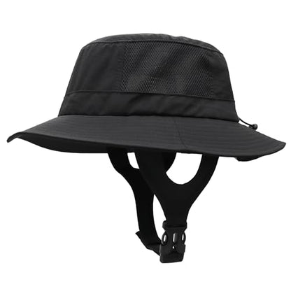 Men Bucket Hat Wide Brimmed Foldable Ladies Surf Sun Hat UPF50+ - color: Black