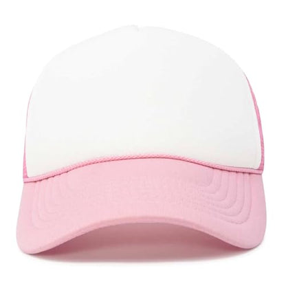 DALIX Two Tone Trucker Hat Summer Mesh Cap with Adjustable Snapback Strap - color: Pink White, size: One Size