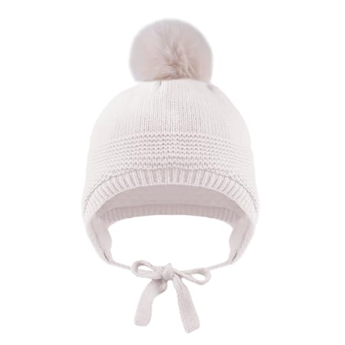 JANGANNSA Basic Winter Baby Beanie Gloves Boy Girl Knitted Kids Hat Mitten - color: White Hat+gloves No Thumb, size: 0-6 Months