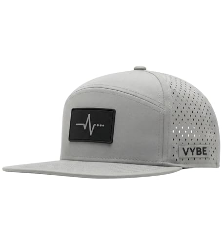 VYBE Performance Snapback Hat - Water-Repellent, Breathable Athletic Baseball Cap for Golf, Gym, Sports, Water - color: Slate Signal