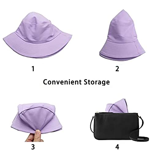 Unisex Bucket Hat Beach Sun Hat Aesthetic Fishing Hat for Men Women Teens, Reversible Double-Side-Wear - color: Light Purple