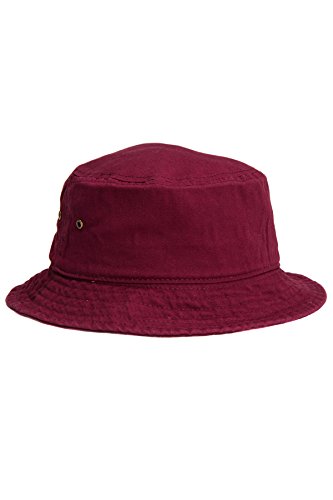 Newhattan Short Brim Visor Cotton Bucket Sun Hat - color: Burgundy, size: Large-X-Large
