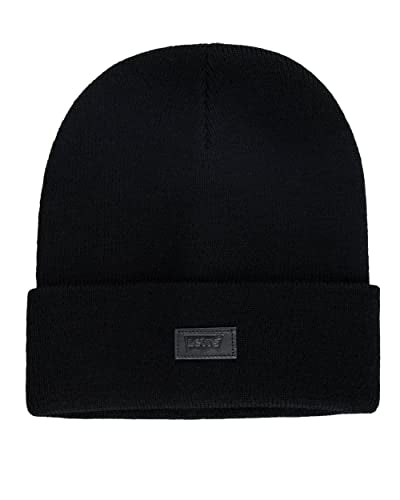 Levi's Mens All-Season Hero Beanie Soft Knit Cuffed Winter Hat, Warm & Comfortable Everyday Style - color: Black Solid
