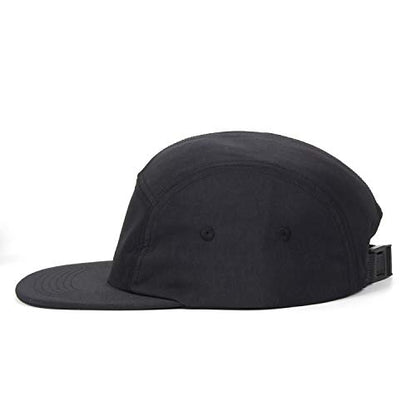 5 Panel Baseball Cap Camp Cap Taslon Short Brim Cap Quick Dry Hat Flat Bill Big Size Large Caps Oversize Running Hat - color: Black, size: 7 3/4