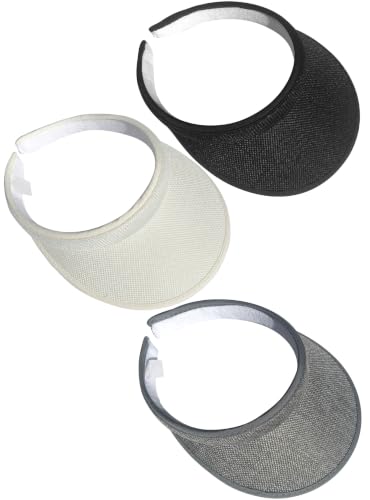 3 Pieces Clip On Visors Women Men Visor Outdoor Sports Golf Hat - color: Black, Beige, Grey