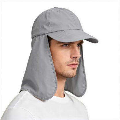 Solaris Mens Sun Hat Neck Flap 2 in 1 Foldable Waterproof UPF 50+ Baseball Cap Fishing Hiking Outdoor - color: #5 Gray