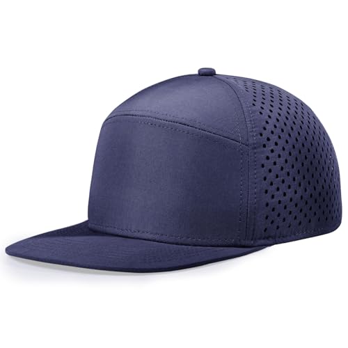 Men's Flat Brim Baseball Cap Laser Perforated Snapback Trucker Hat