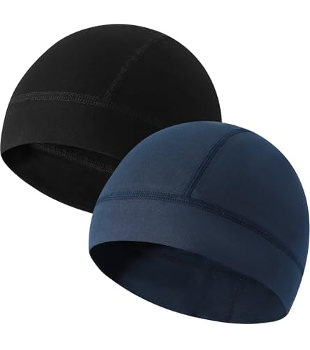Cotton Skull Cap Breathable Helmet Liner Sleep Hat for Men Women - color: Set C-black,navy