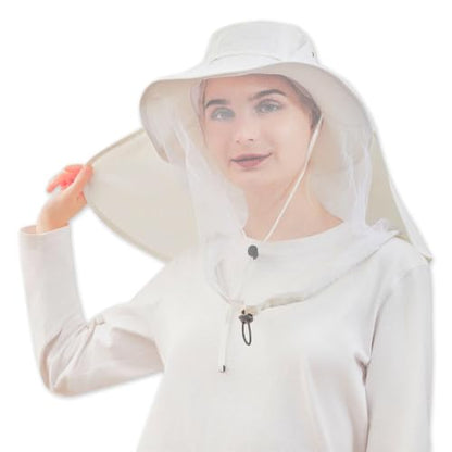Palmyth Head Net Hat, Sun Hat Safari Hat - color: White