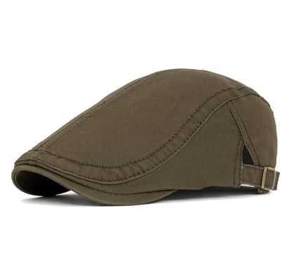 Quanhaigou Unisex Denim Newsboy Hats Flat Ivy Gatsby Cabbie Driving Berets Hat Cotton Dad Cap for Men Women - color: Army Green
