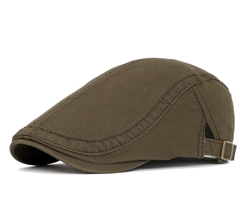 Quanhaigou Unisex Denim Newsboy Hats Flat Ivy Gatsby Cabbie Driving Berets Hat Cotton Dad Cap for Men Women - color: Army Green