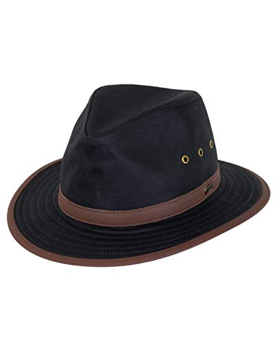 Outback Trading Company Unisex 1462 Madison River Sun-Protective Waterproof Crushable Cotton Oilskin Hat - color: Black, size: Small