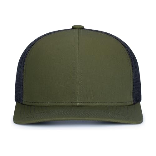 Pacific Headwear Contrast Stitch Trucker Snapback - color: Moss/Light Charcoal/Moss