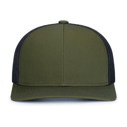 Pacific Headwear Contrast Stitch Trucker Snapback - color: Moss/Light Charcoal/Moss