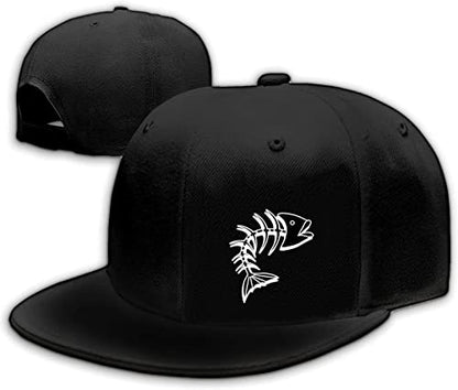 Snapback Hats for Men Flat Bill Black Adjustable Baseball Cap Trucker Hat for Dad American Flag Pirate Skull Caps Cool - color: Fish Skull