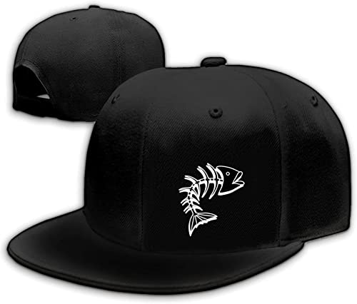 Snapback Hats for Men Flat Bill Black Adjustable Baseball Cap Trucker Hat for Dad American Flag Pirate Skull Caps Cool - color: Fish Skull