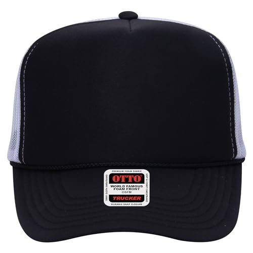 BROTHER TRUCKERS The World's Greatest Polyester Trucker Hat Blank in 73+ Colors - Wholesale Snapback Hat - color: Black/Black/White