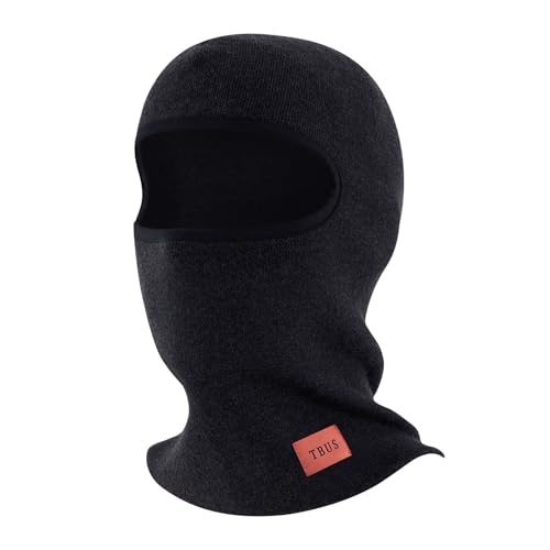 TBUS Men’s Knit Insulated Face Mask Beanie, Thermal Full Face Cover Ski Mask for Cold Weather for Women and Men - color: Charcoal Black
