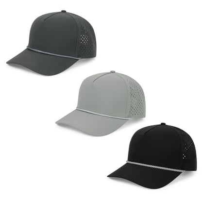 HH HOFNEN Quick Dry Baseball Cap Snapback Golf Trucker Hat for Men Women - color: #3 Black+gray+darkgray