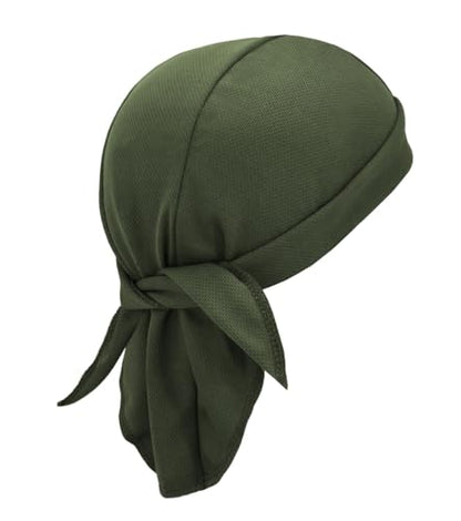 Sweat Wicking Do Rags Skull Caps, Cooling Hip Hop Hat, Beanie Durag Motorcycle Head Wrap Doo Rag Liner for Men Women - color: Olive Green