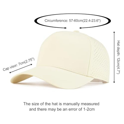 BOTVELA Men Adjustable Snapback Laser Cut Mesh Baseball Cap - color: Beige