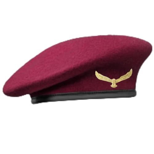 SILAK Traditional Army Style Cap with Metal Eagle Badge – Che Guevara Inspired, Woolen French Beret Hat for Men and Women - color: Maroon