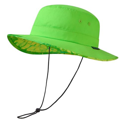 UPF 50+ Foldable Sun Hat Patterned Under Brim Bucket Hats for Summer Hiking Fishing Beach Safari Men Women - color: Apple Green, size: Medium