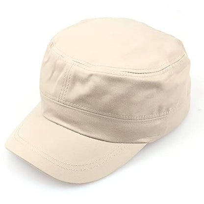 2 Pack Cadet Army Caps Flat Top Military Hats for Men Women - color: Beige