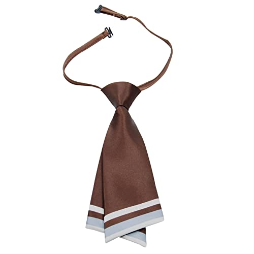 Mantieqingway Women Uniform Necktie Adjustable Strap Striped Pre-tie Ties - color: Brown