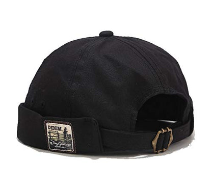 Mens Cotton Brimless Skullcap Sailor Cap Rolled Cuff Retro Beanie Hat - color: Pink,black, size: One Size