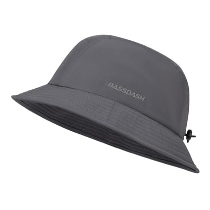 BASSDASH UPF50+ Fishing Bucket Hat for Men Women Lightweight Water Resistant Packable Outdoor Summer Sun Hats FH13 - color: Dark Grey