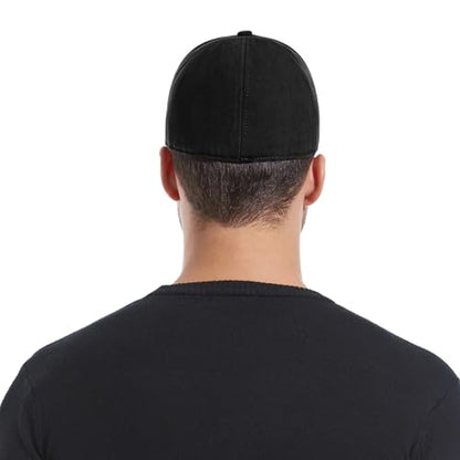 Men's Fitted Cap Winter Fleece Warm Full Closed Baseball Caps Curved Brim Blank Elastic Closed Back Hat K277N - color: Black, size: 7-7 1/4