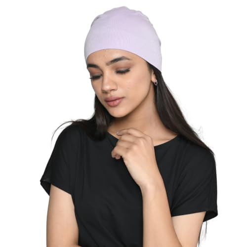 Chemo Hats Solid Sleep Cap Women's Bamboo Soft Headwear Cancer Cap Chemo Headwear Women - color: Lilac