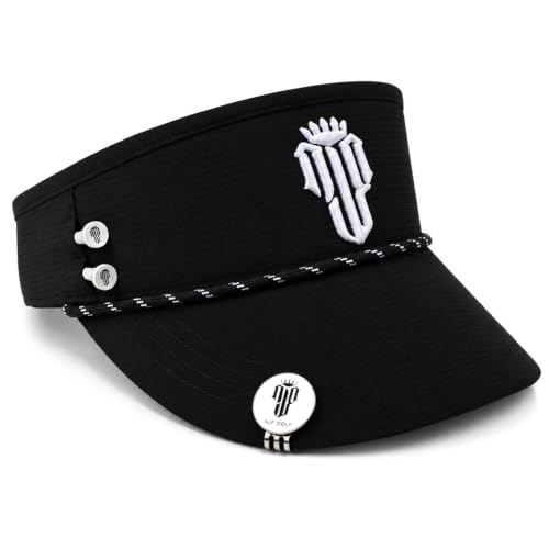 Visor Hat for Men and Women with Tee Holder & Magnetic Ball Marker - color: High Crown: Black