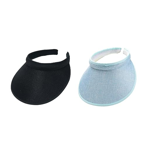 Cloth Covered Slip-On Visor for Women, Adjustable Cap Sports Sun Visors for Men - color: Black/Lightblue